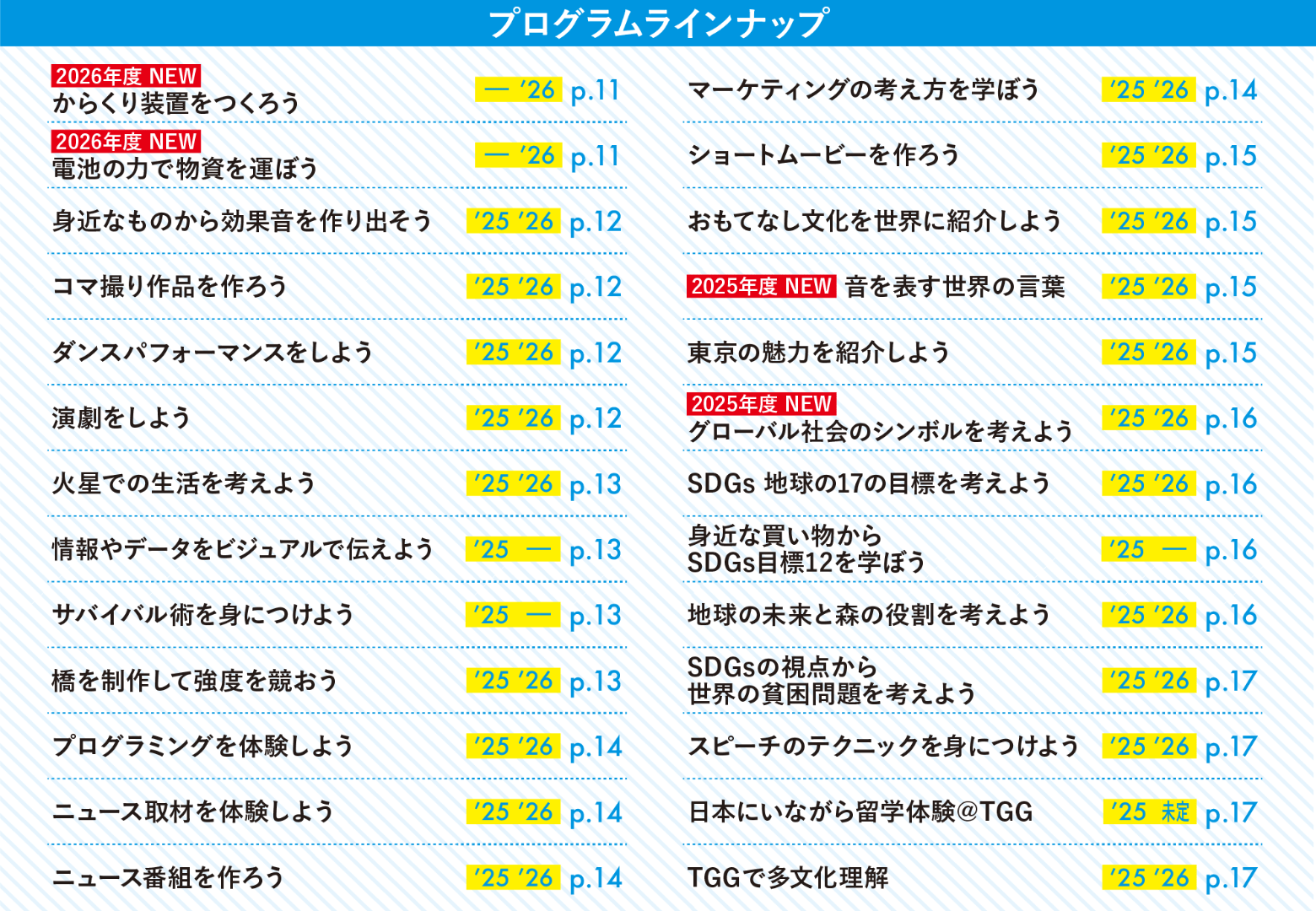 プログラムラインナップ